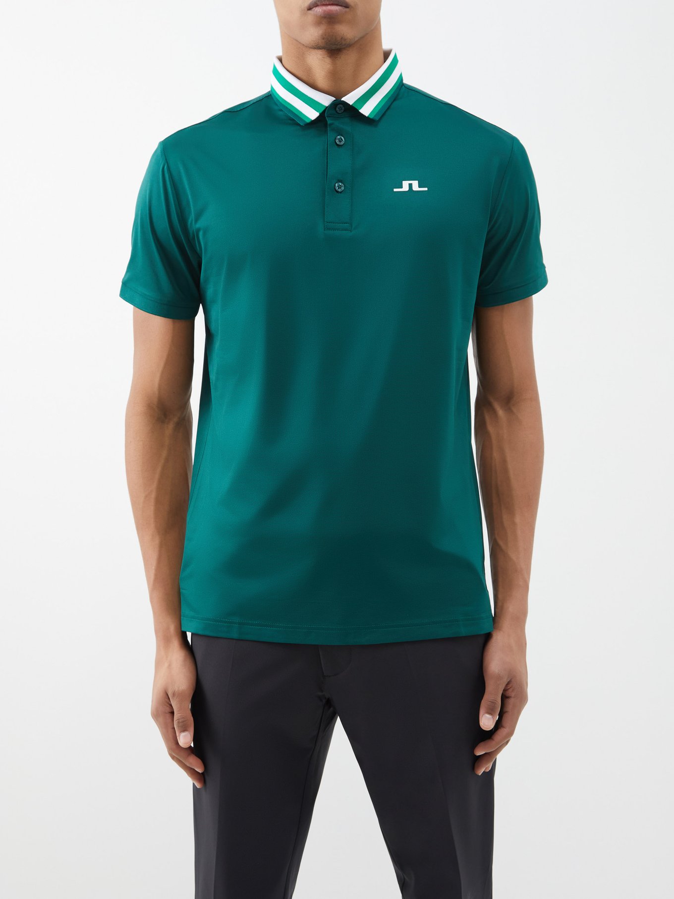 biologisch Uitstroom Ambitieus Green Ben striped-collar jersey polo shirt | J.Lindeberg | MATCHESFASHION US