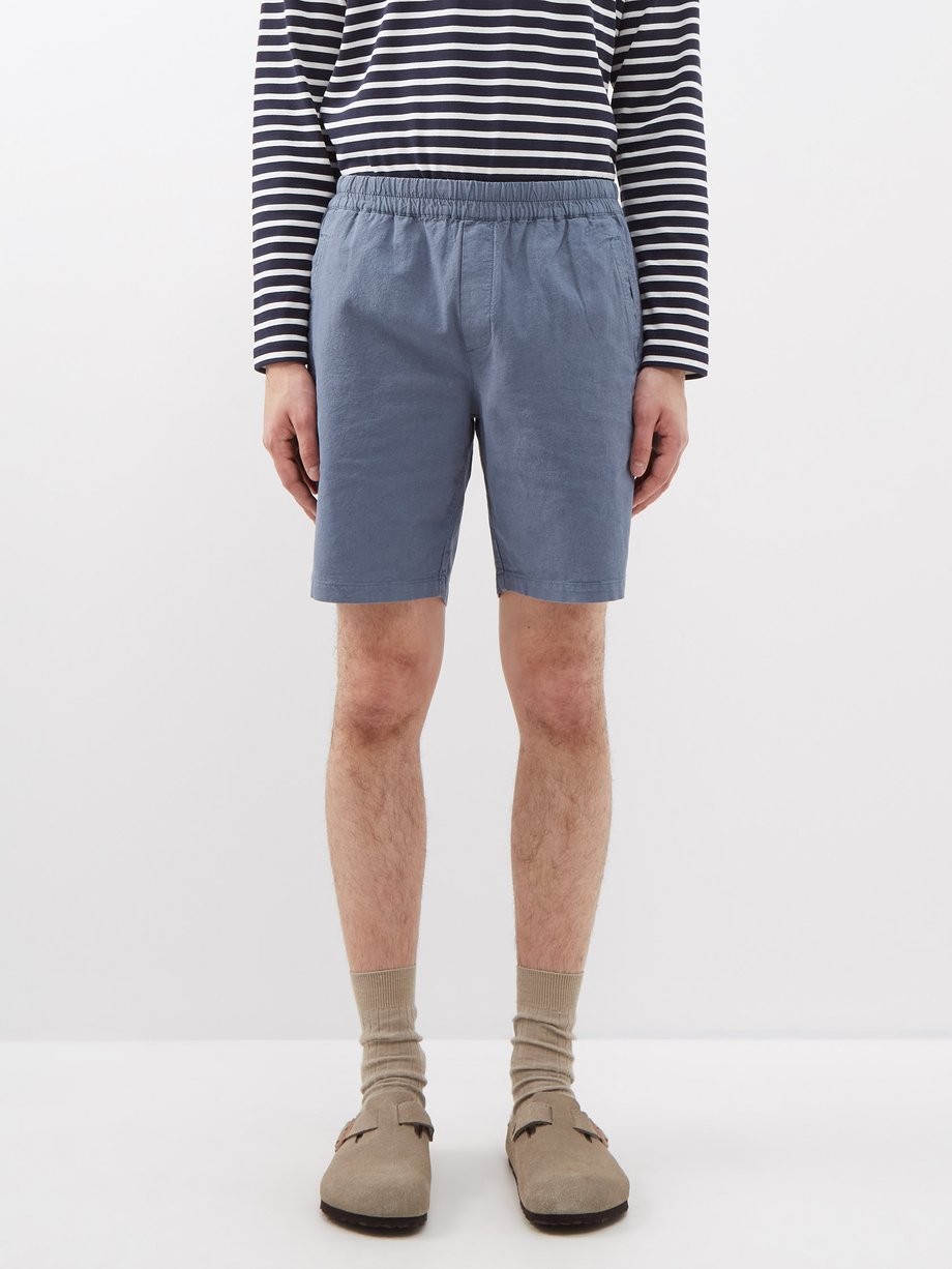 Blue Elasticated-waist linen-blend shorts | Folk | MATCHESFASHION US
