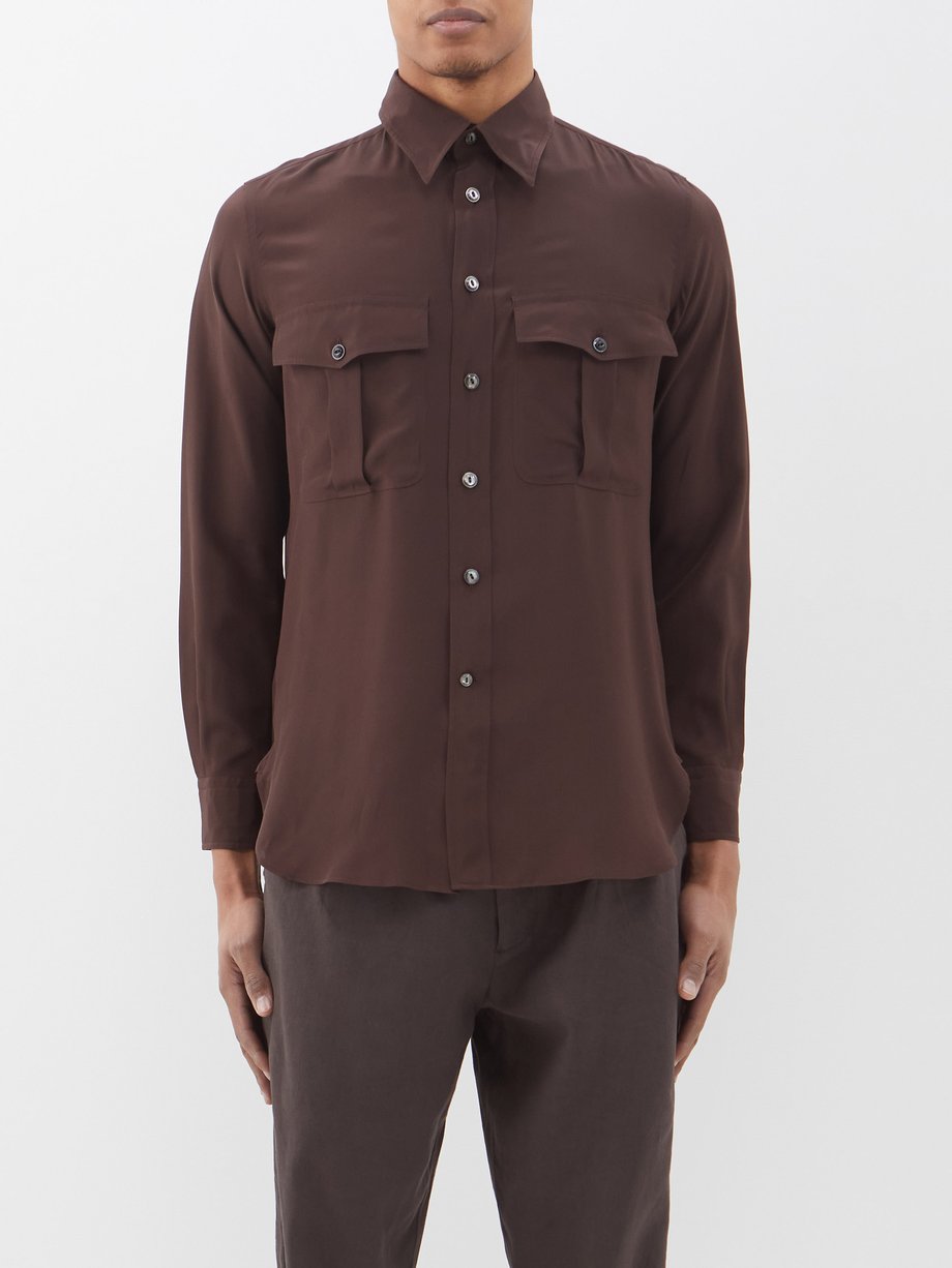 Shirt - Brown silk shirt