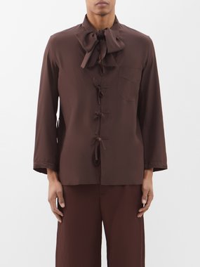 L.E.J Pussy-bow silk crepe de Chine shirt