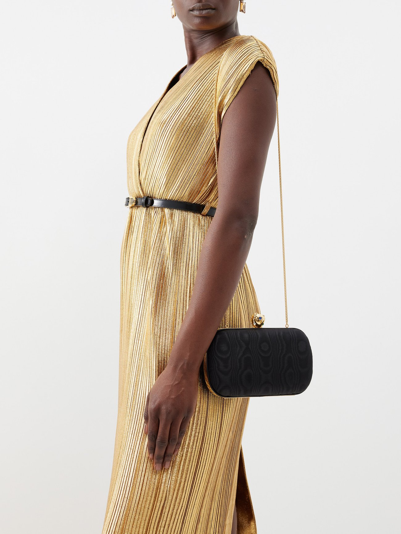 Gucci Women's Strawberry-clasp Moiré Clutch Bag
