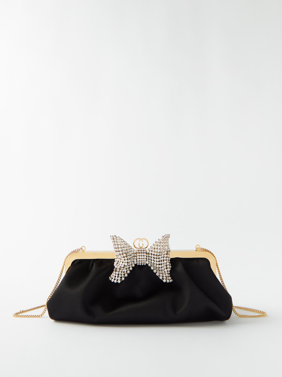Gucci Crystal leather bow hair slide