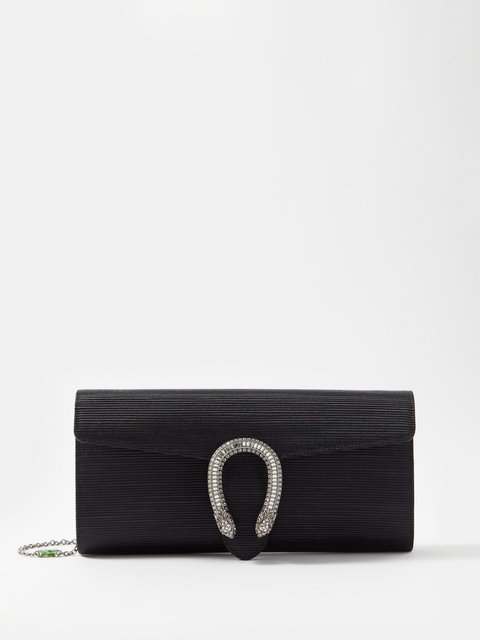Black Dionysus crystal and satin clutch bag | Gucci | MATCHES UK