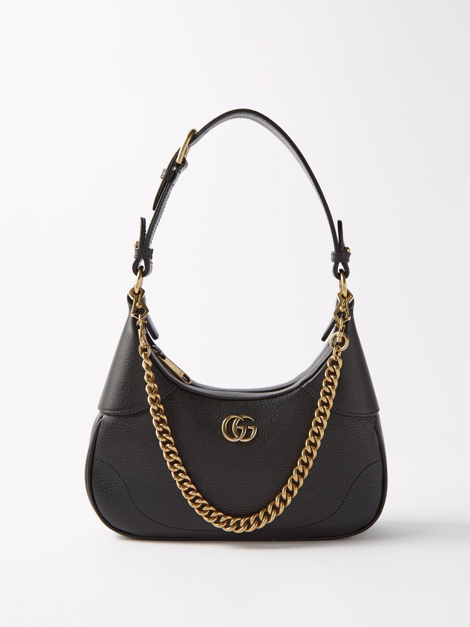 Black Aphrodite leather shoulder bag | Gucci | MATCHES UK