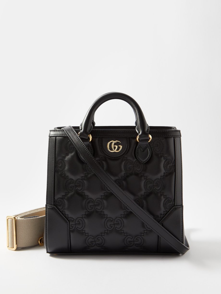 Black Mini GG-matelassé leather tote bag, Gucci