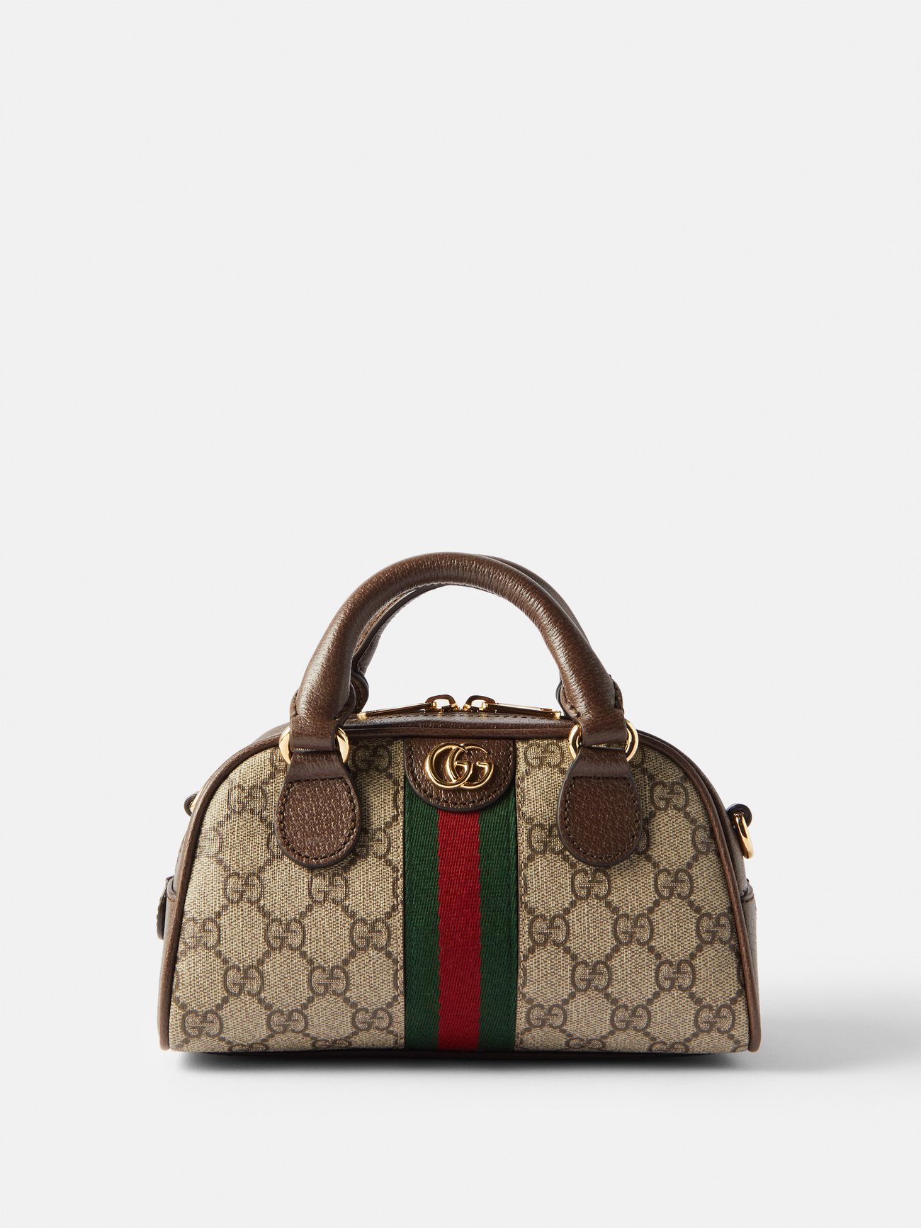 Gucci Top Handle Bag Backpack Logo Travel Monogram Beige Brown GG Canvas