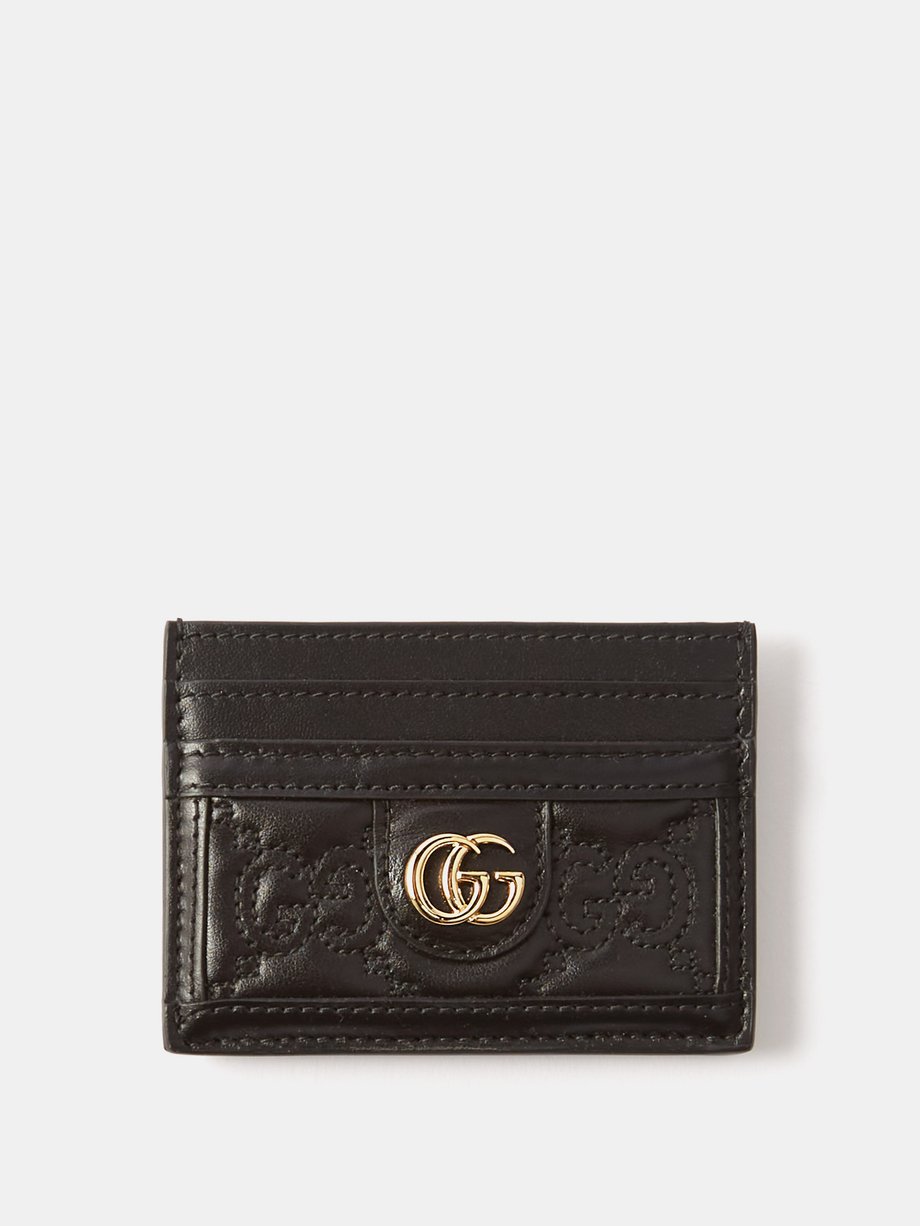 구찌 Gucci Black GG-matelasse leather cardholder