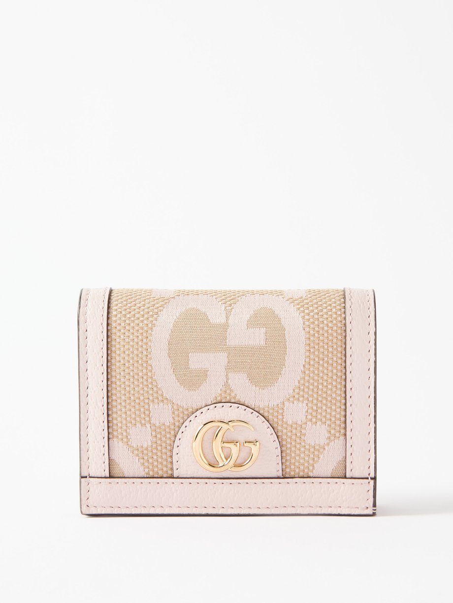 Pink Ophidia GG-logo faux-raffia cardholder | Gucci | MATCHESFASHION US