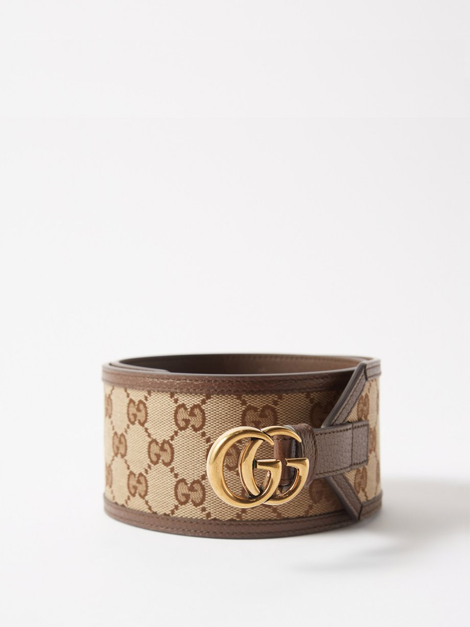 Gucci Belt Supreme G Buckle Brown in Canvas with Gold-tone - US