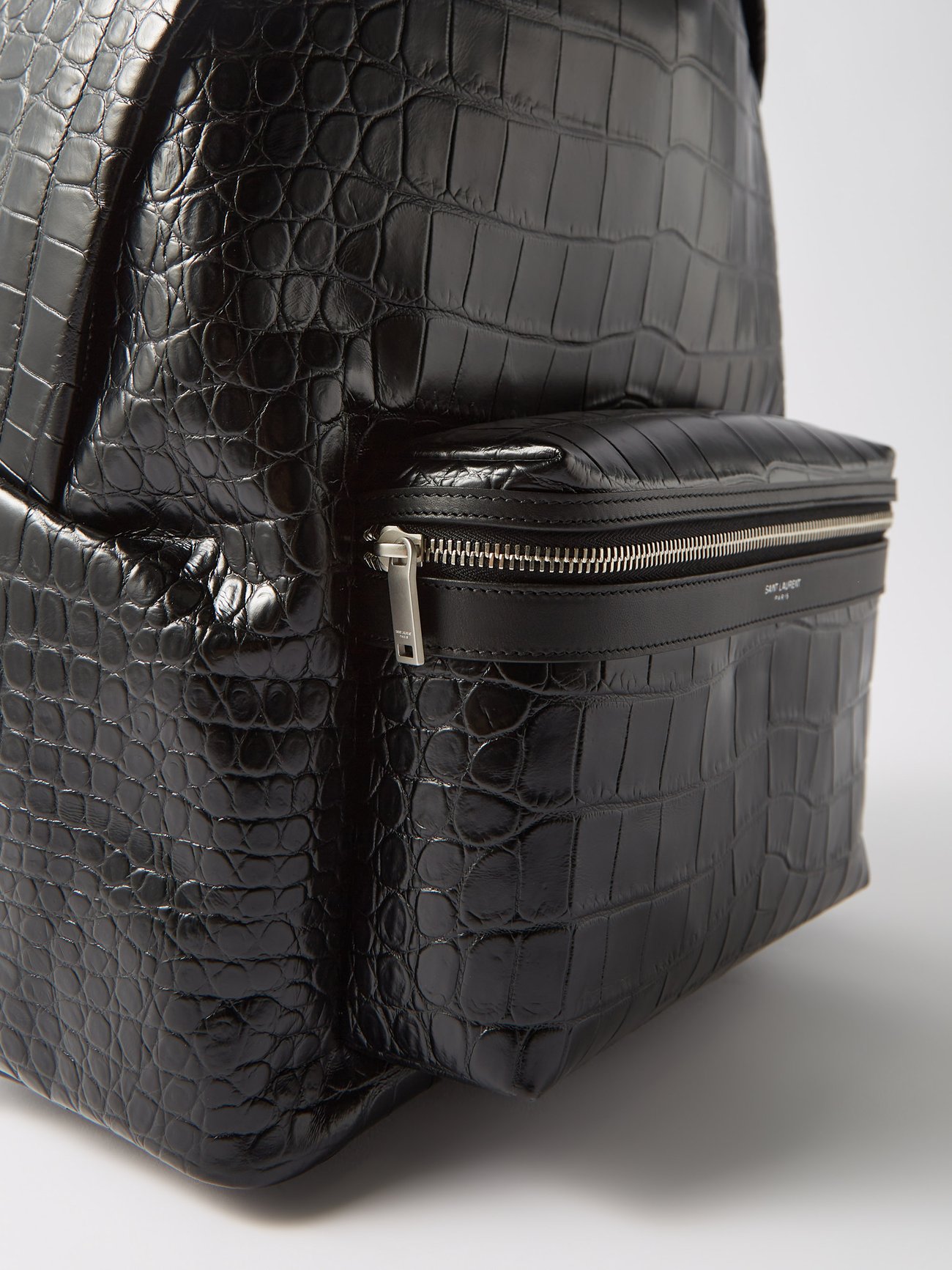 City crocodile-effect leather backpack
