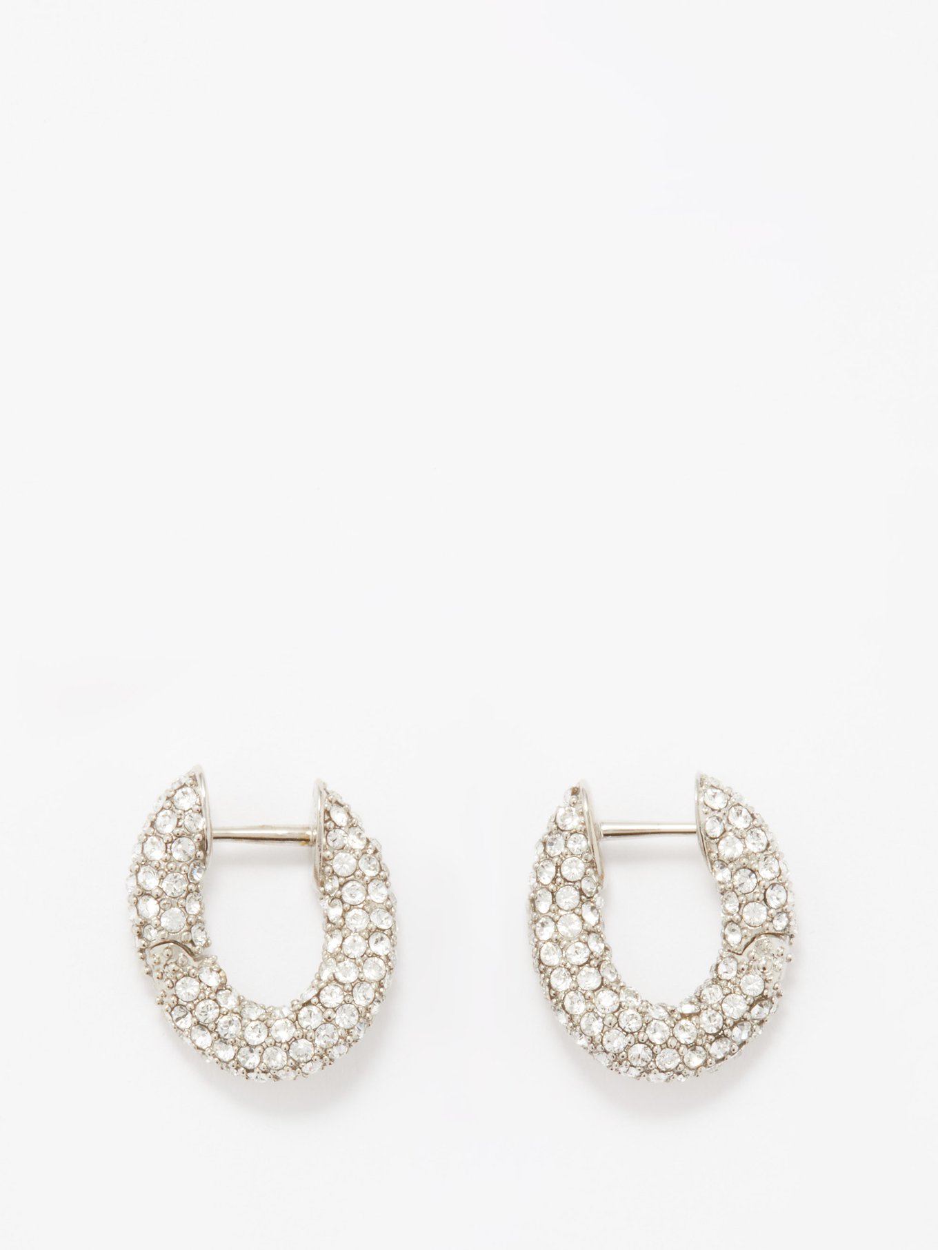 Silver Loop crystal-pavé hoop earrings | Balenciaga