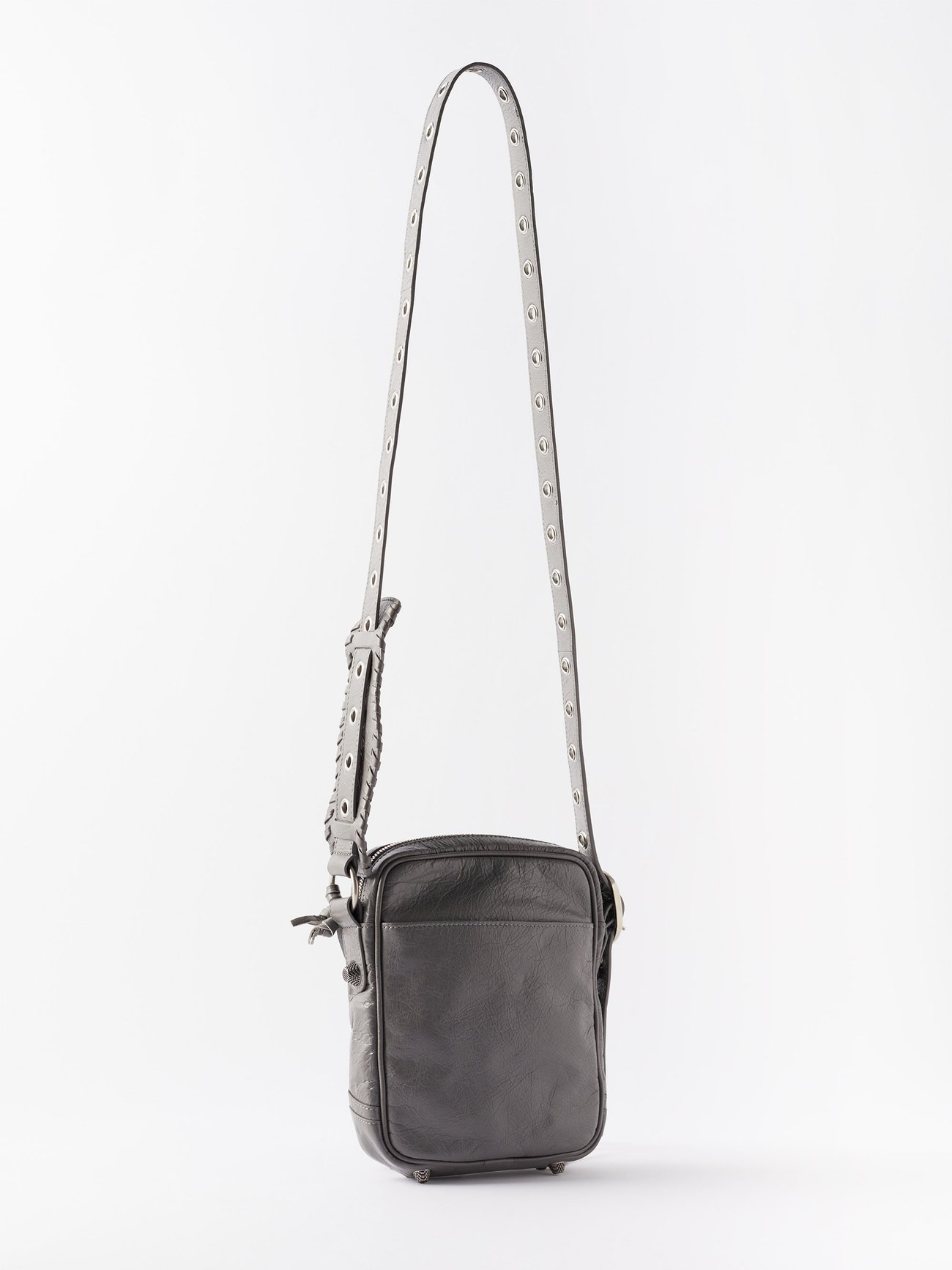 Grey Le Cagole crinkled leather cross body bag Balenciaga