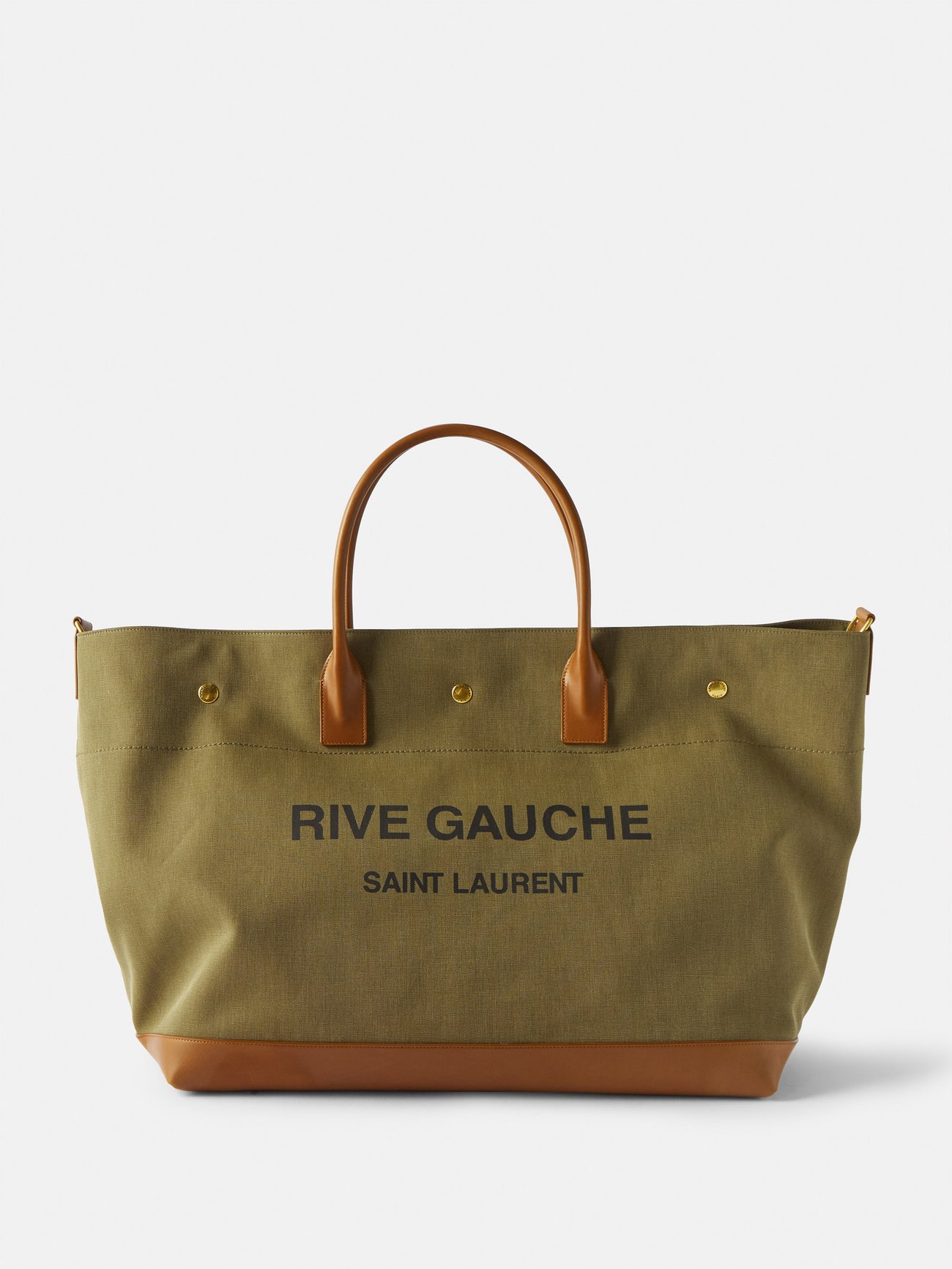 SAINT LAURENT Rive Gauche printed leather-trimmed canvas tote