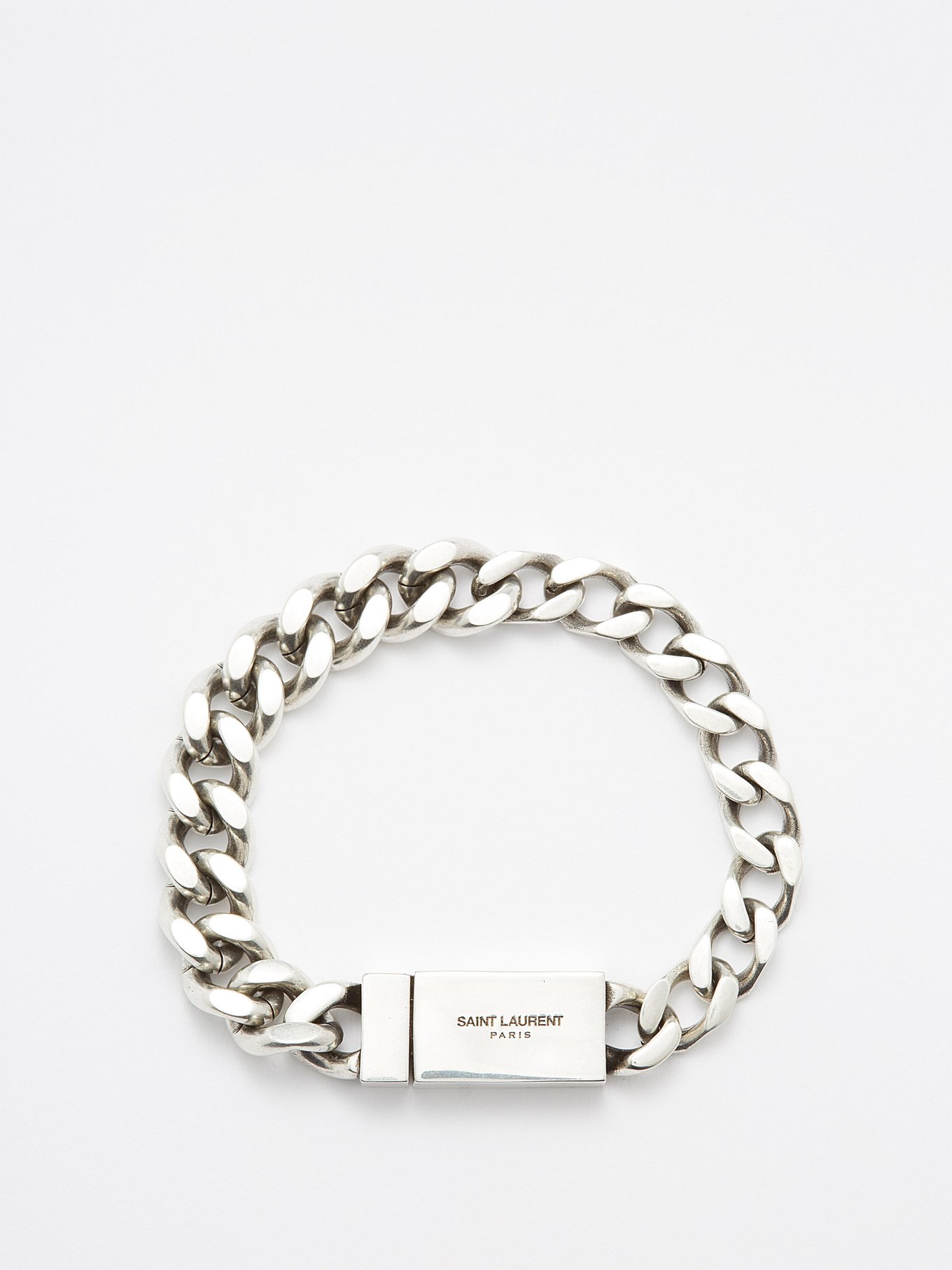 saint laurent oxidised silver bracelet Mメンズ