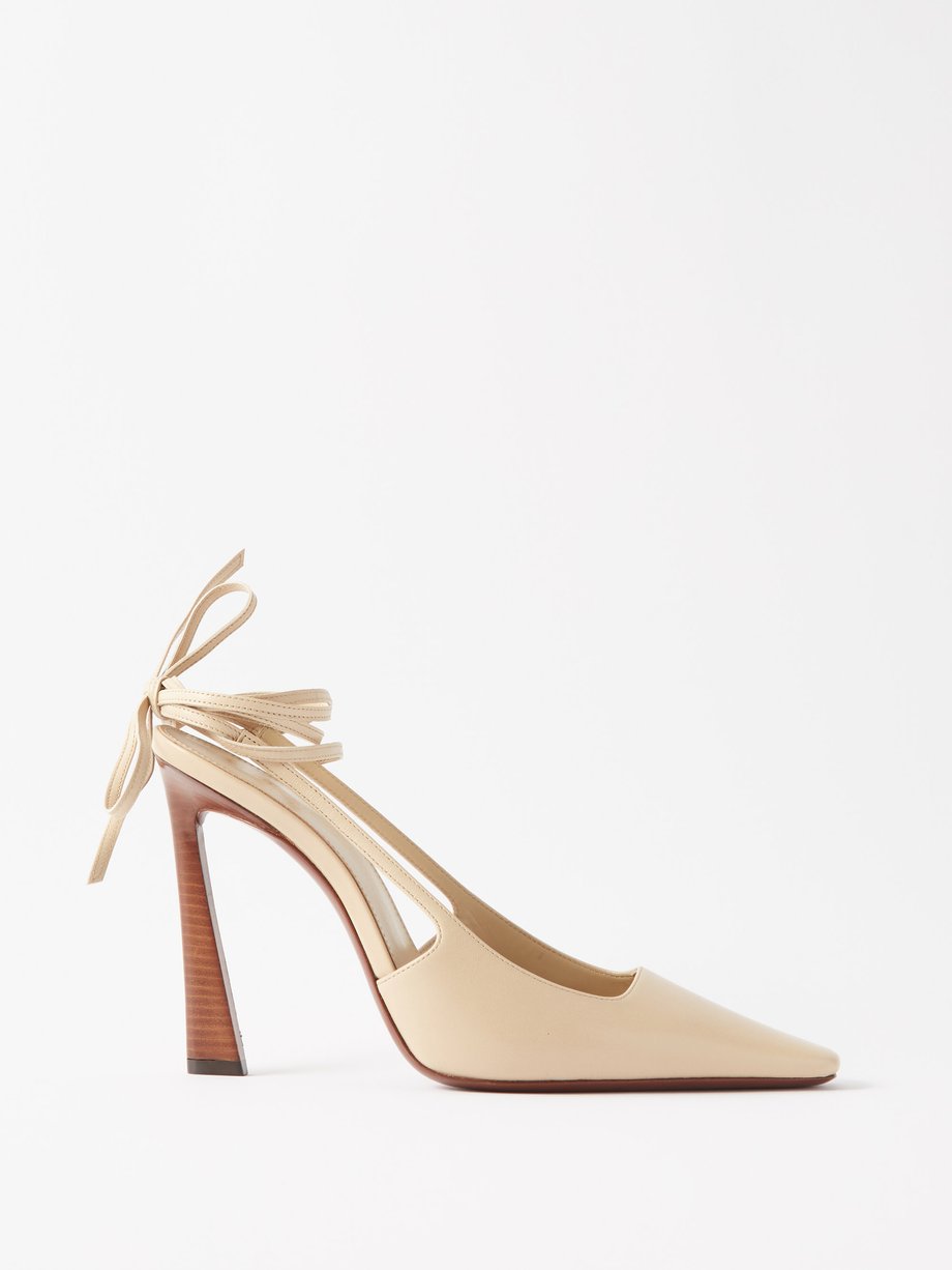 White Blade 105 ankle-strap leather pumps | Saint Laurent ...