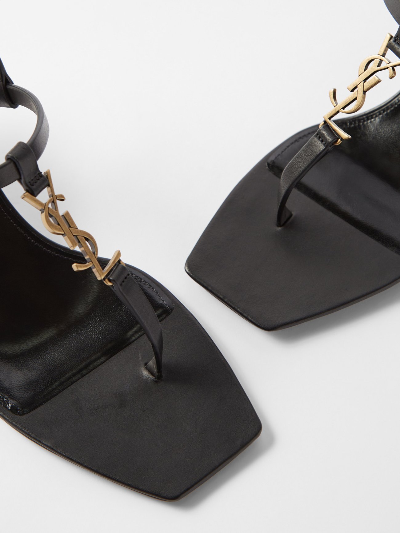 Black Cassandra 60 YSL-plaque leather sandals, Saint Laurent