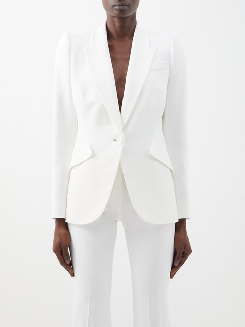 Women's White Blazer - Crepe Blazer