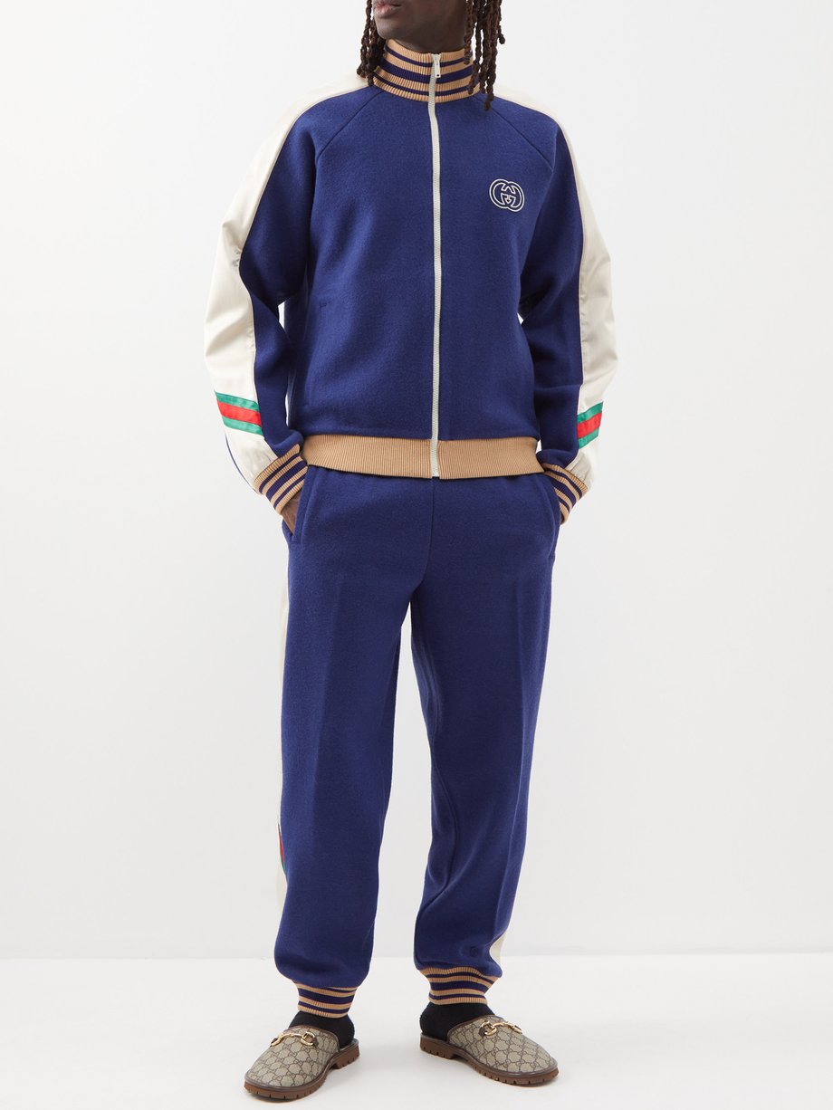 Navy Web Stripe wool track jacket | Gucci | MATCHESFASHION UK
