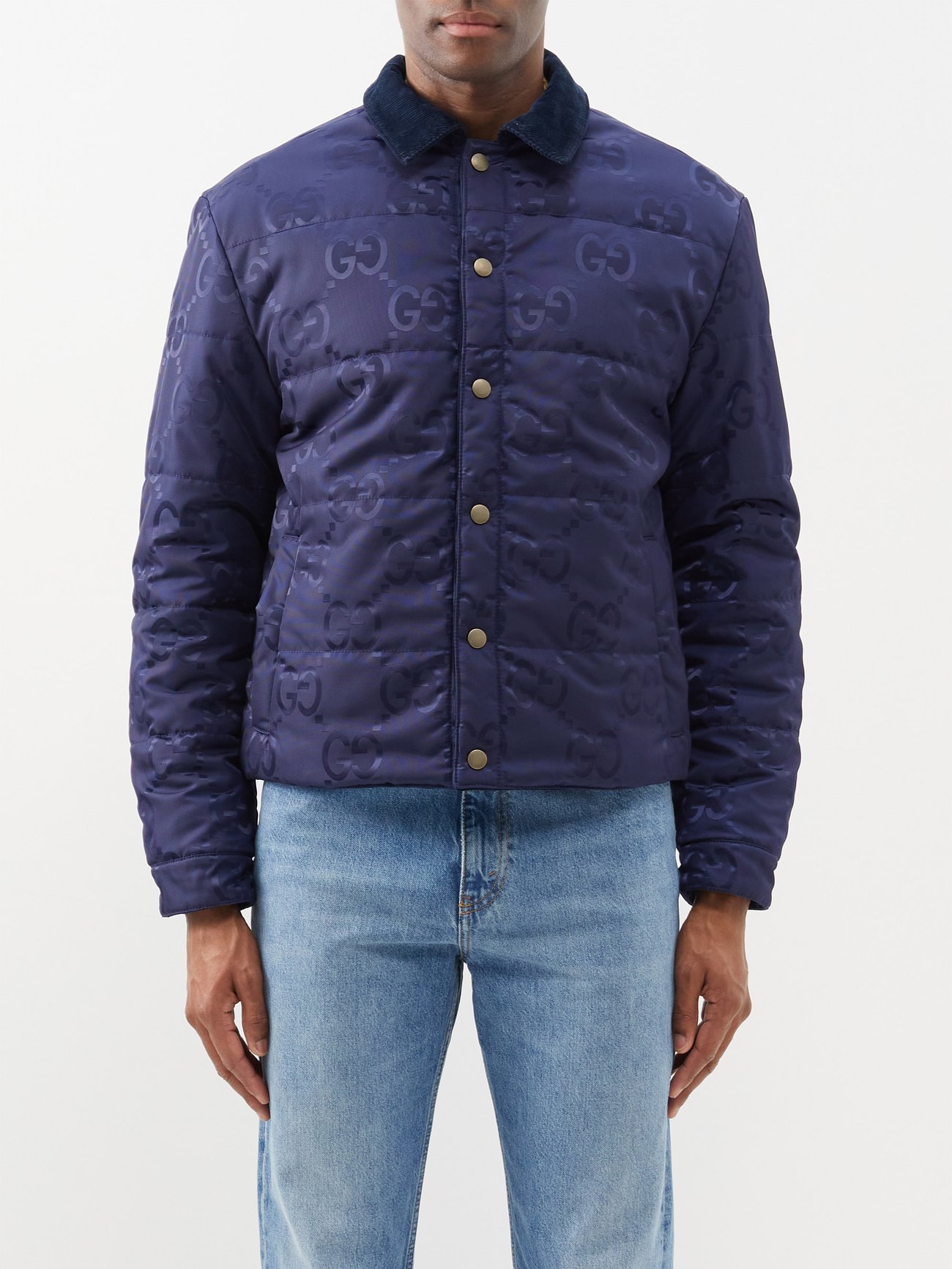 Louis Vuitton Monogram Padded Denim Jacket Indigo. Size 48
