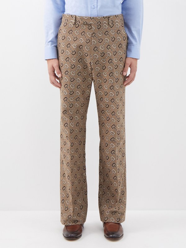 Brown Plaid wool-blend elasticated trousers, Gucci