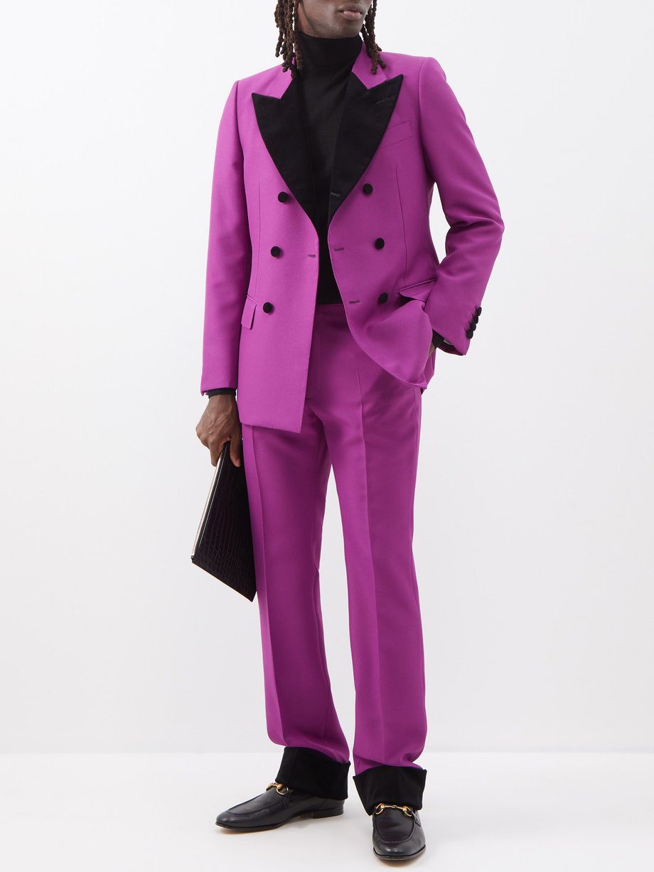 Pink Velvet-cuff canvas suit trousers | Gucci | MATCHESFASHION US