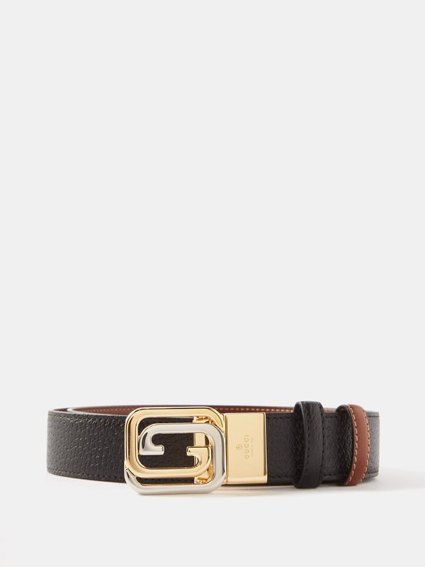 Black GG-buckle leather belt, Gucci
