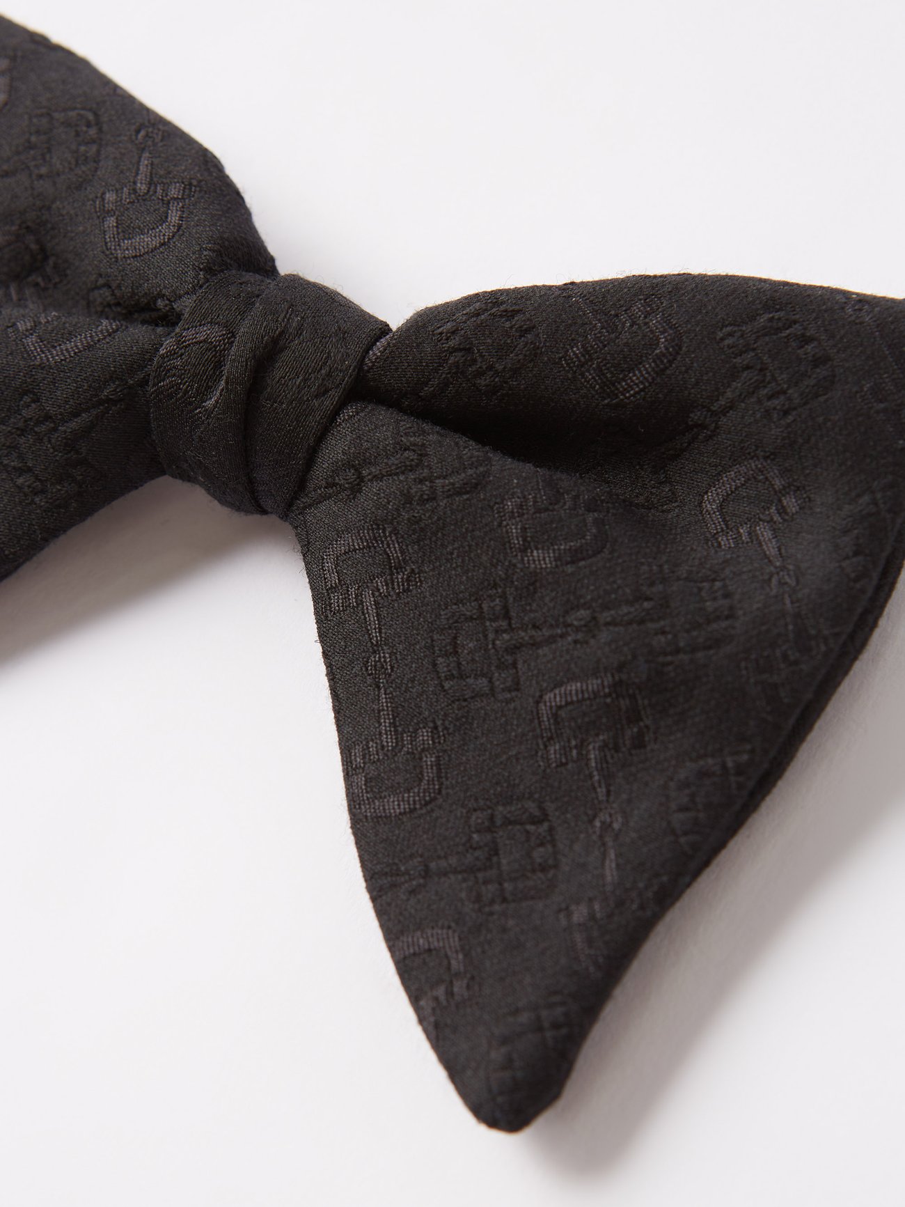 Horsebit Jacquard Wool And Silk Bow Tie in Black - Gucci