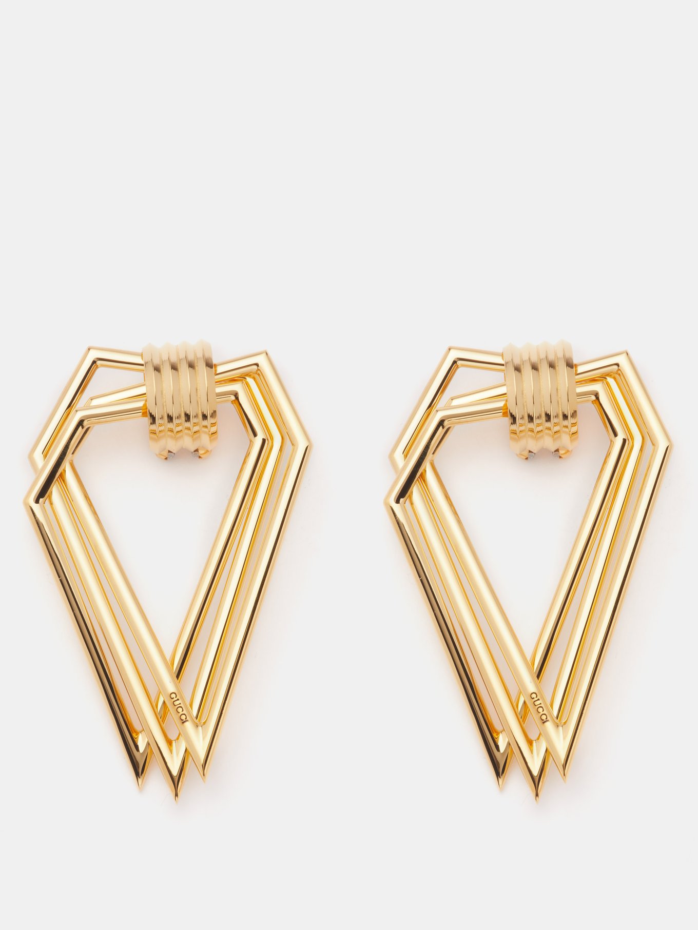 Gold Geometric triangle clip earrings | Gucci | MATCHESFASHION US