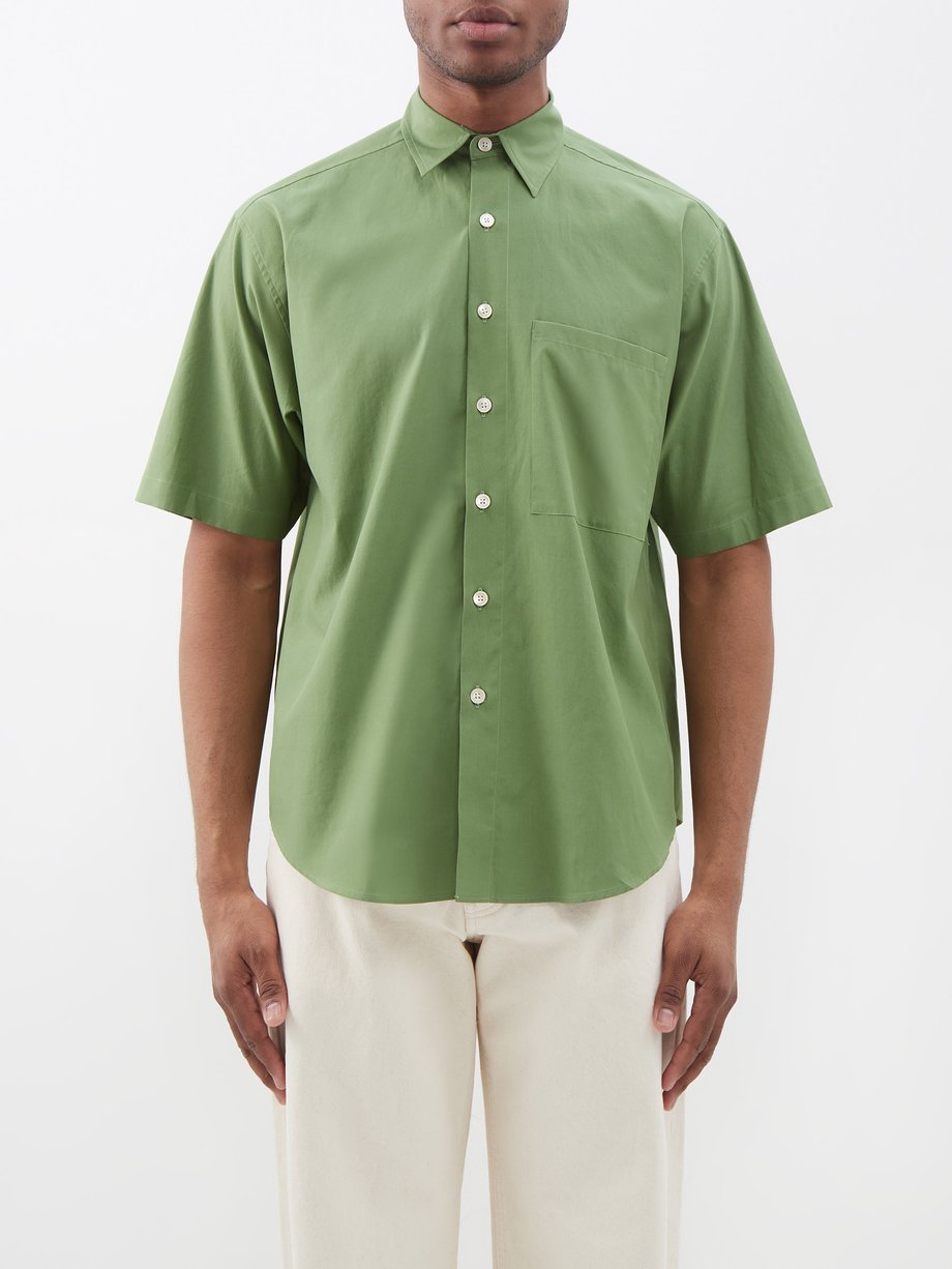 Green Twill washed-cotton oversized shirt | Auralee