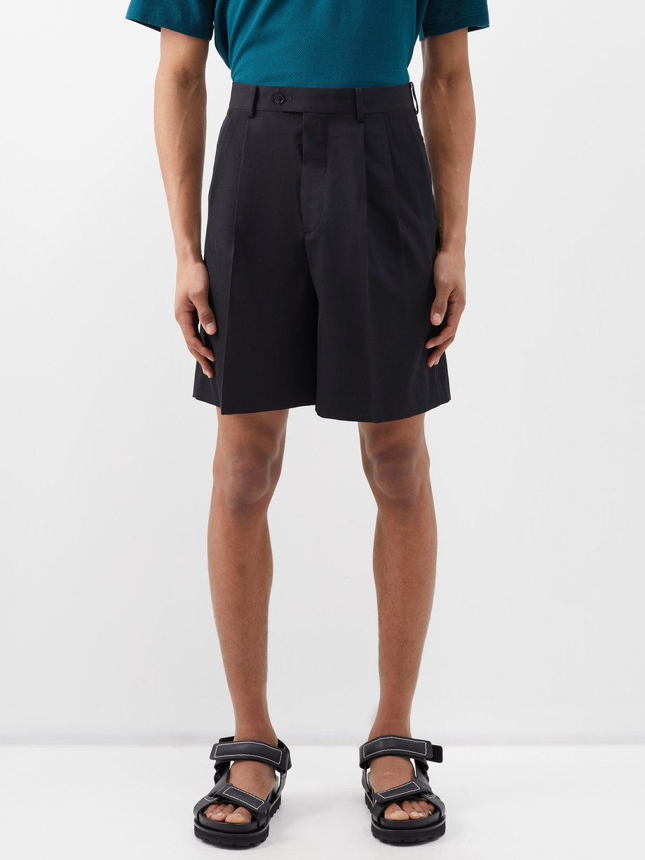 Black High-rise wool-gabardine shorts | Auralee | MATCHES UK