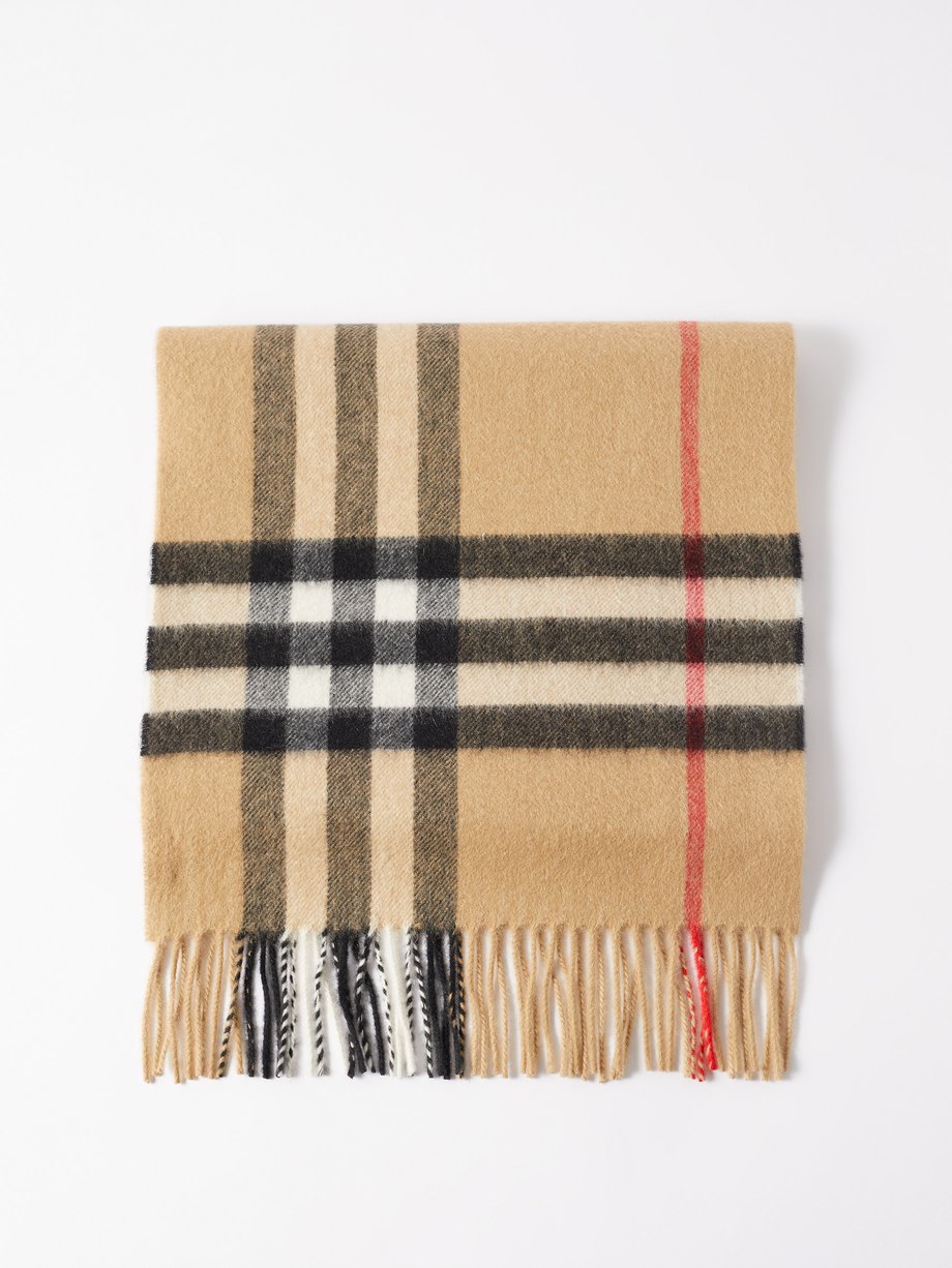 Beige Giant Check cashmere scarf | Burberry | MATCHESFASHION UK