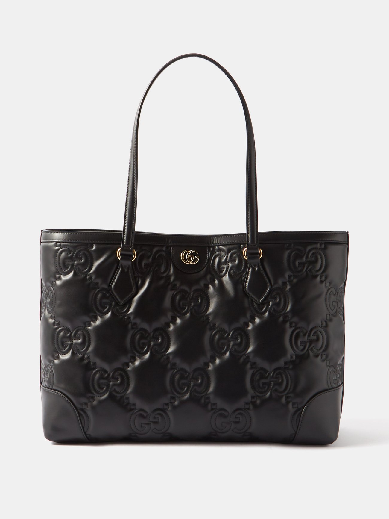 Gucci black tote with leather online handle