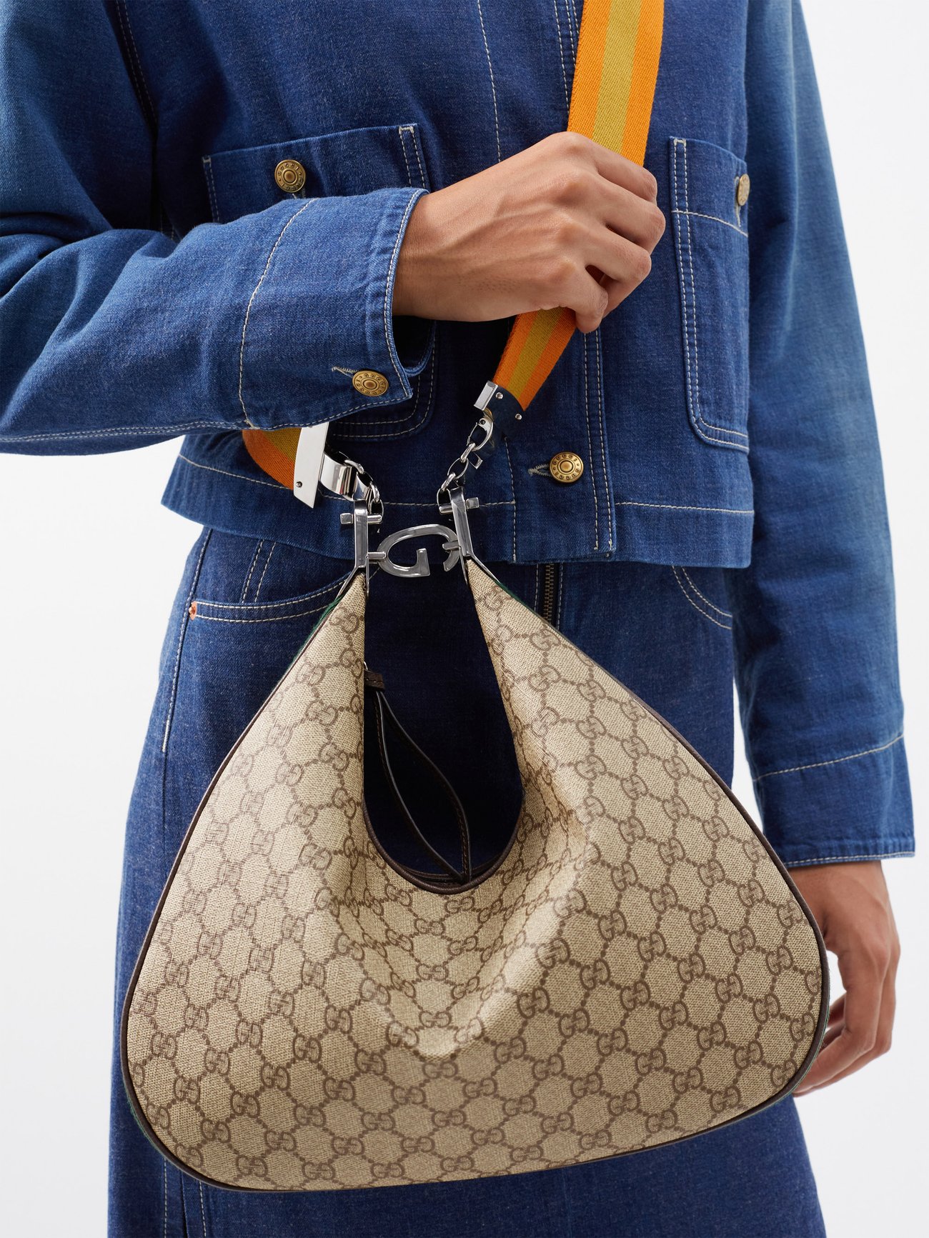 Gucci Attache large shoulder bag in beige and blue Supreme
