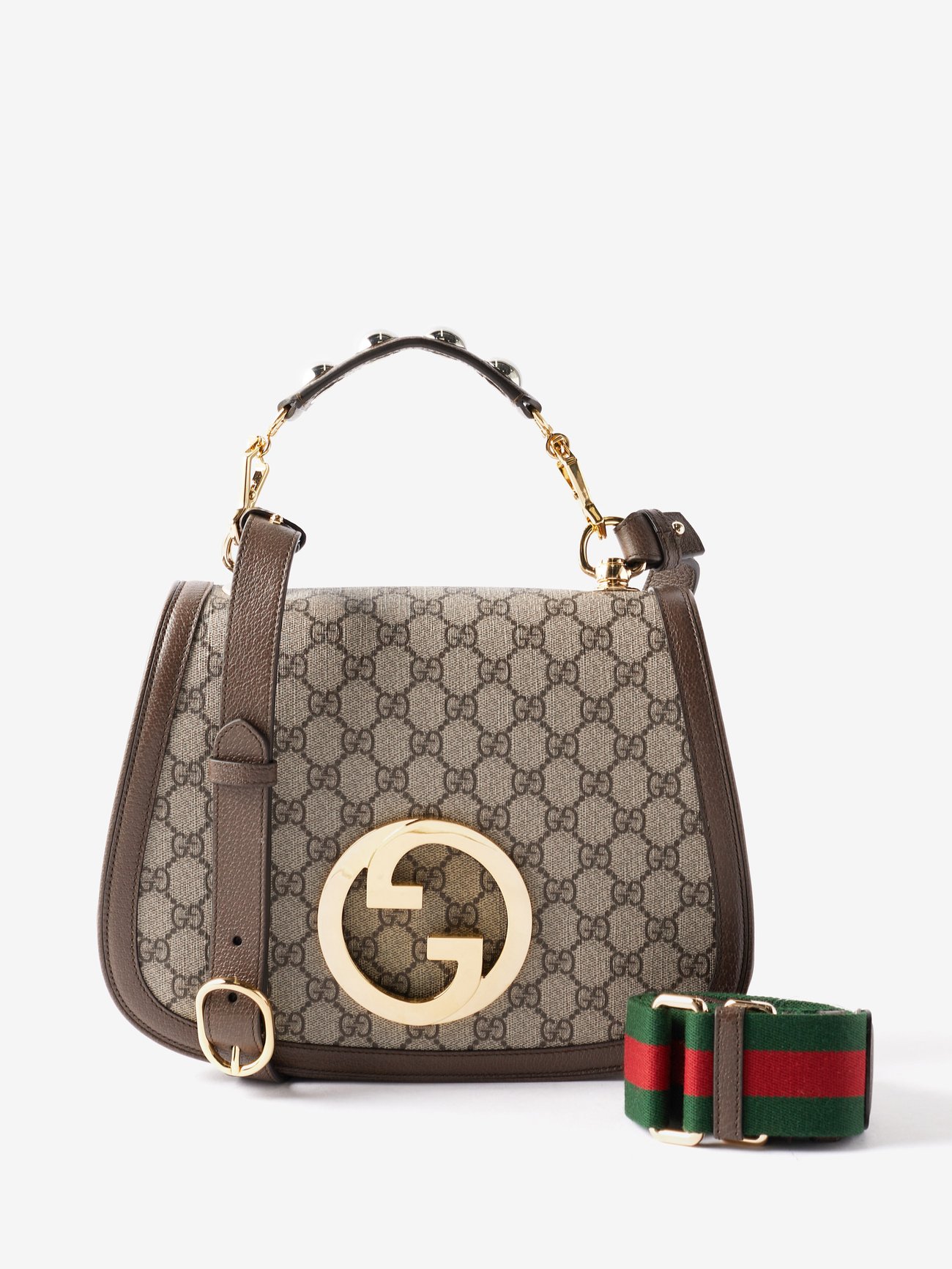 Gucci 1955 Horsebit Medium GG Supreme Top-Handle Bag, Beige, Women's