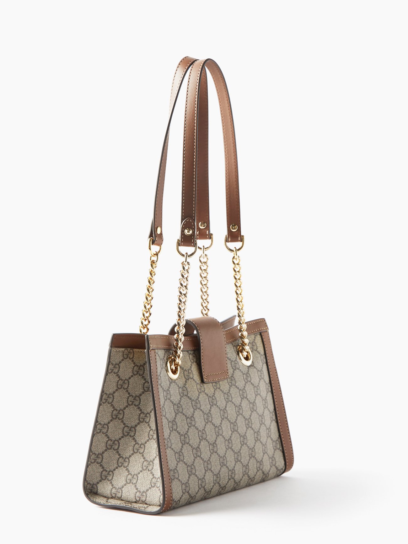 Gucci Padlock Flora Small GG Supreme Canvas Shoulder Bag Beige 498156