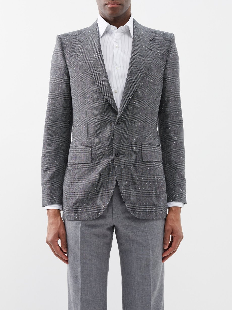 Grey Single-breasted wool-blend blazer | Husbands Paris | MATCHESFASHION US