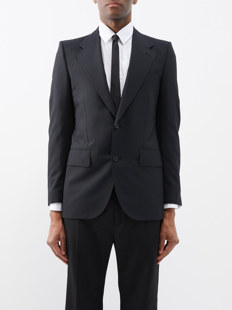 Black Single-breasted wool-blend suit jacket | Husbands Paris ...