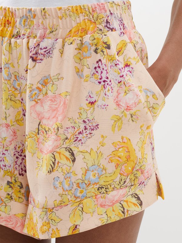 Raey Acid floral-print elasticated-waist silk shorts