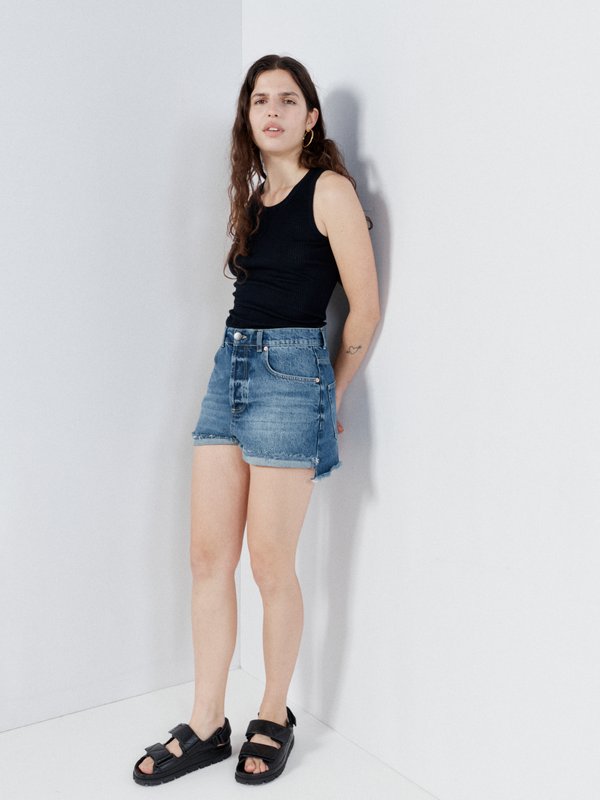 Raey Clip organic cotton-blend frayed-hem shorts