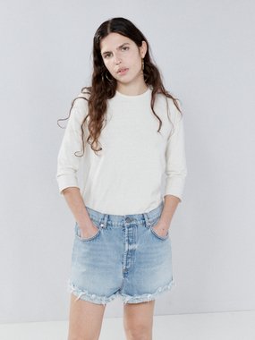 Raey Clip organic-cotton frayed denim shorts