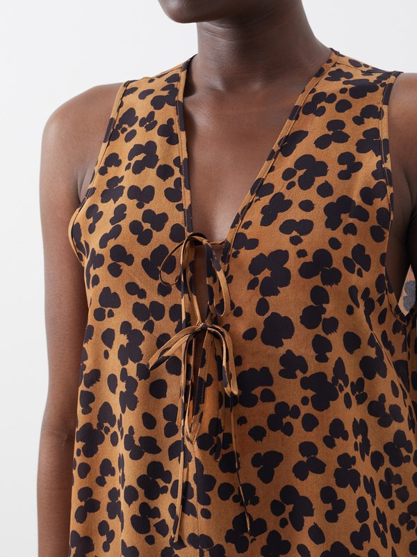 Raey Pop leopard-print tie-front silk blouse