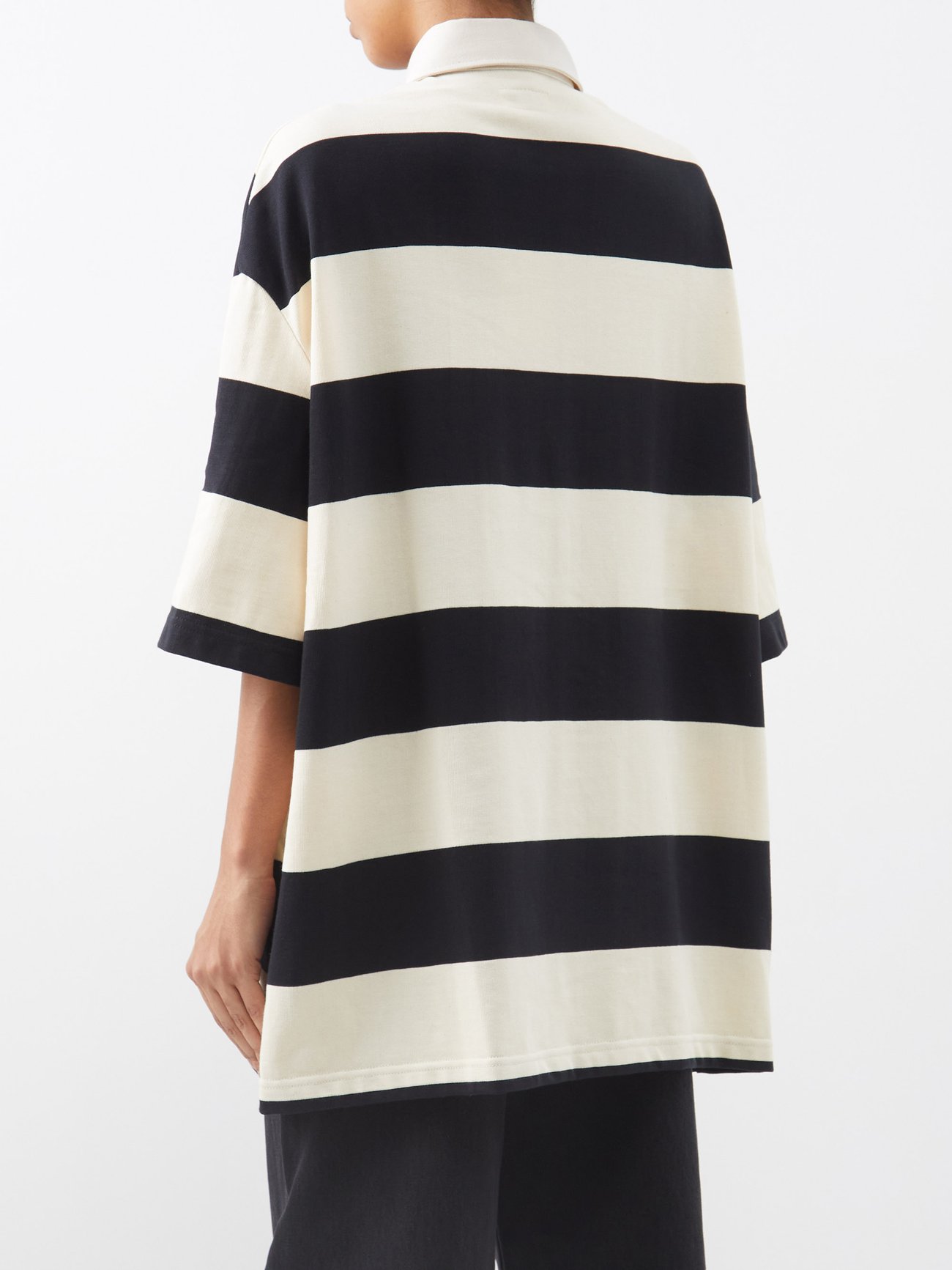 3/4 Sleeve Oversized Striped T Shirt