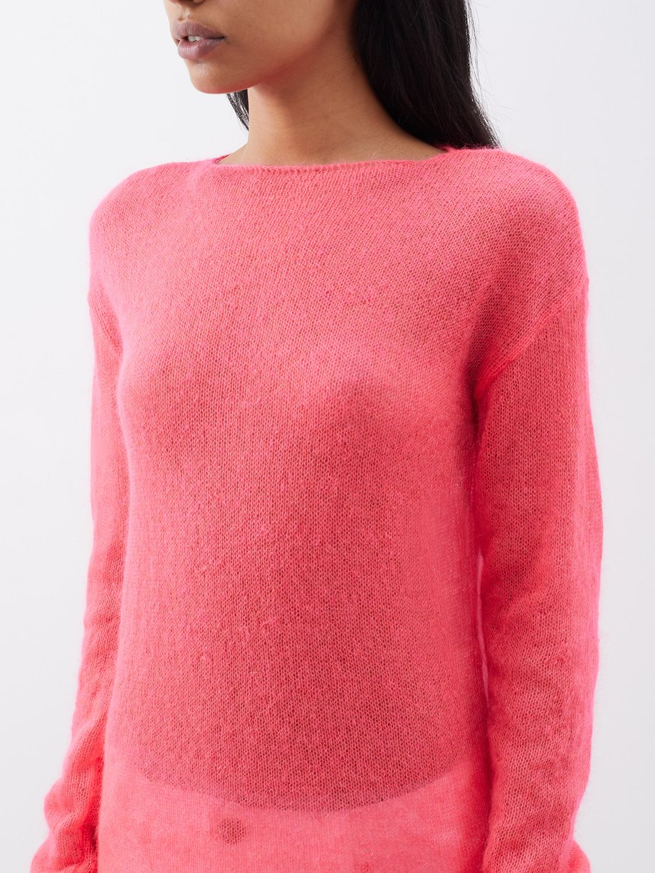 Pink Open knit mohair and wool-blend jumper | Raey | MATCHES UK