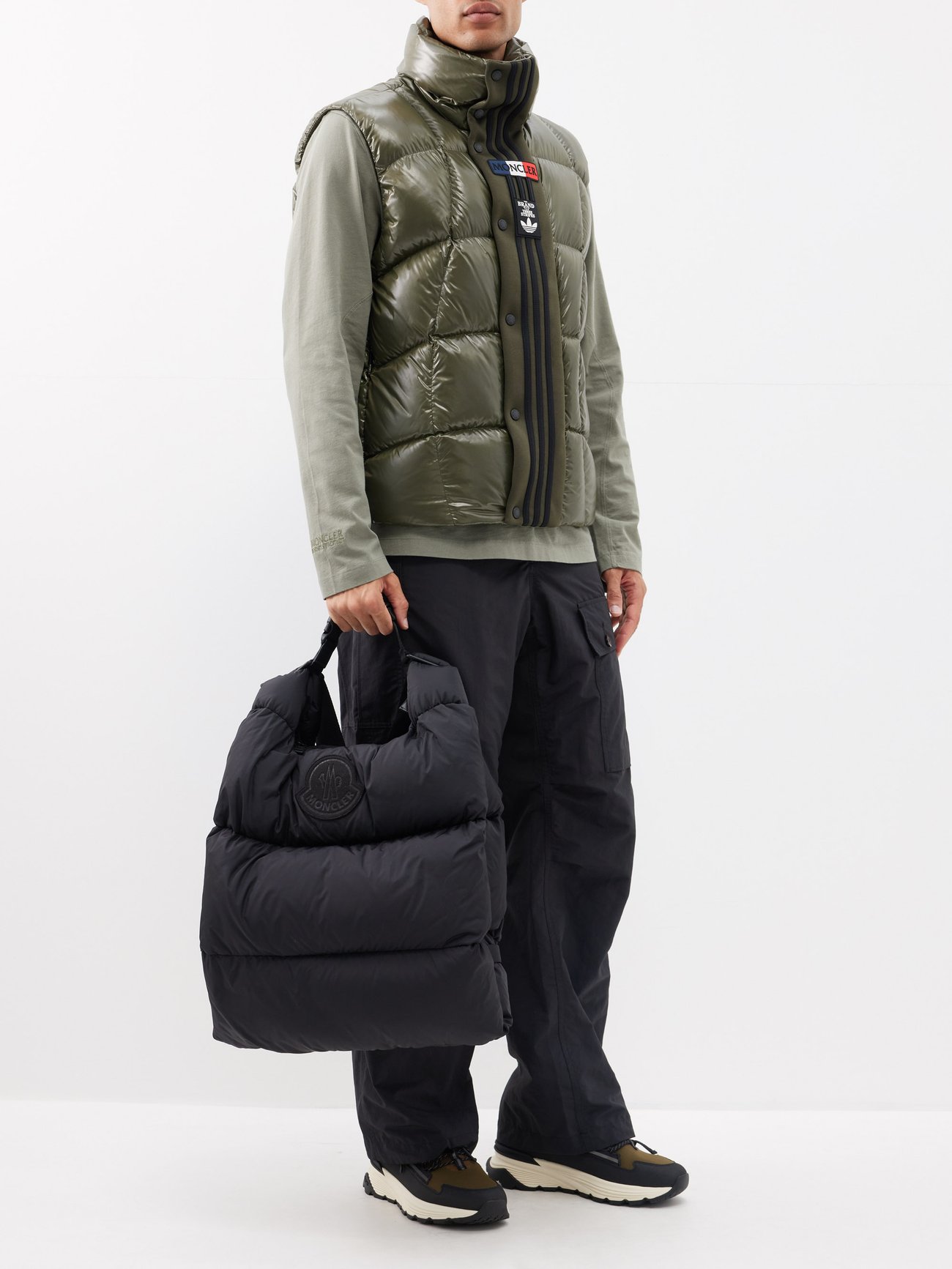 MONCLER GENIUS + adidas Originals Bozon jersey-trimmed quilted  glossed-shell down vest