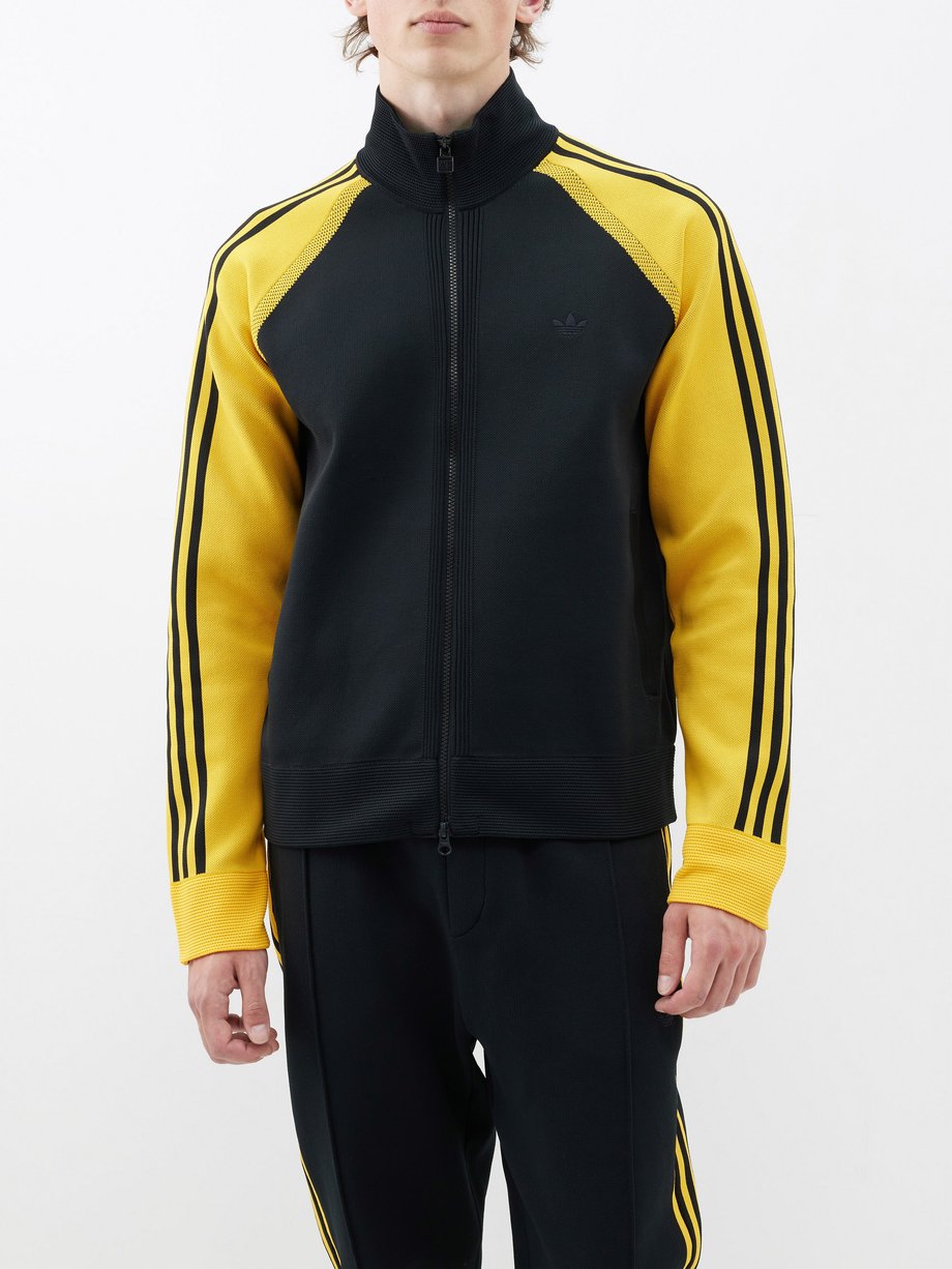 Black Logo-embroidered striped recycled-knit track top Wales Bonner | MATCHESFASHION US