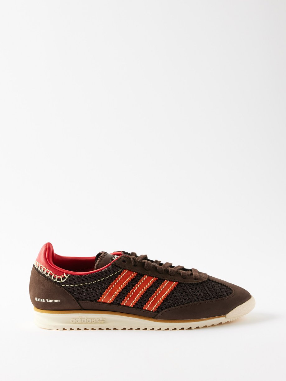 Brown leather-trim knit trainers | Wales Bonner | US