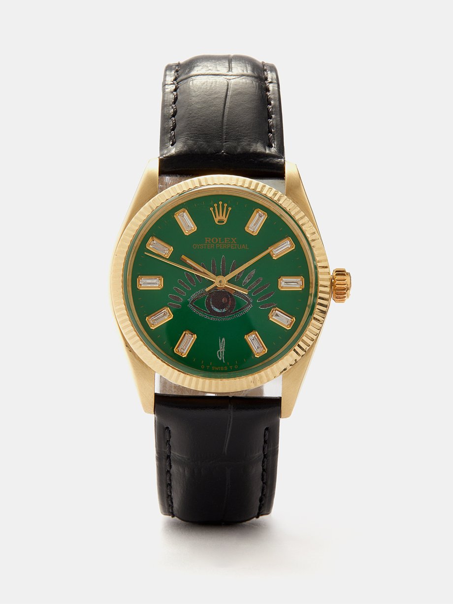 Hjelm svinge måle Black Vintage Rolex Oyster 34mm diamond & gold watch | Jacquie Aiche |  MATCHESFASHION US