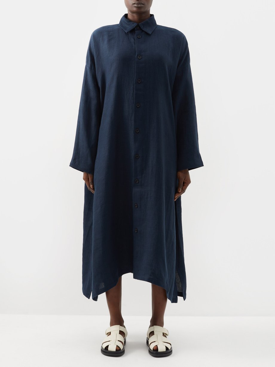 Navy Oversized linen shirt midi dress | Eskandar | MATCHESFASHION UK