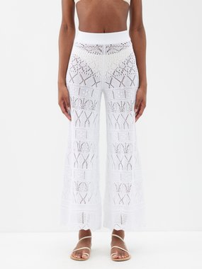 ERES Simone geometric-embroidery cotton-blend trousers