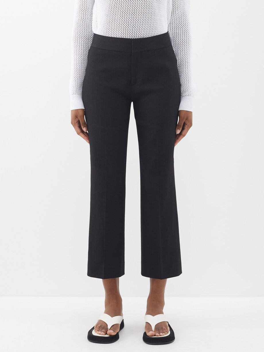 Another Tomorrow Flared hemp-blend cropped trouser